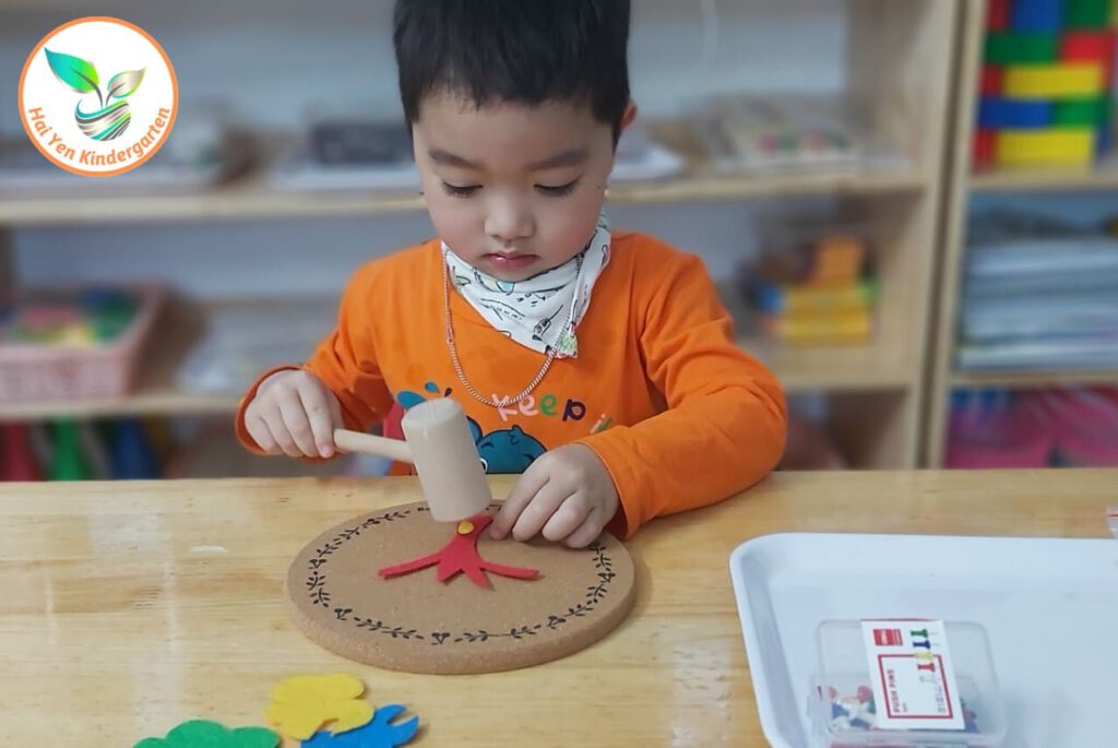 Hoạt Động Montessori: Hoạt Động Với Bộ Giáo Cụ Đóng Đinh - Mầm Non Hải Yến - Trương Định